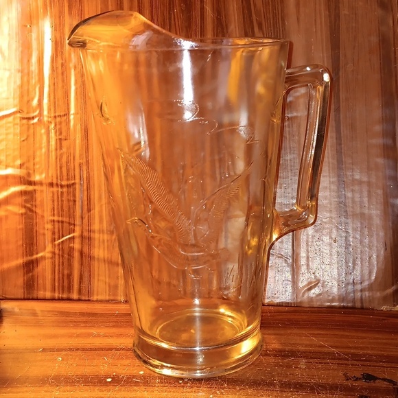 Vintage heavy glass pitcher barware ducks hunting man cave - Picture 1 of 5